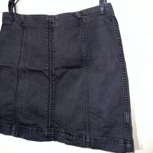 Free People Black Jean Mini Skirt